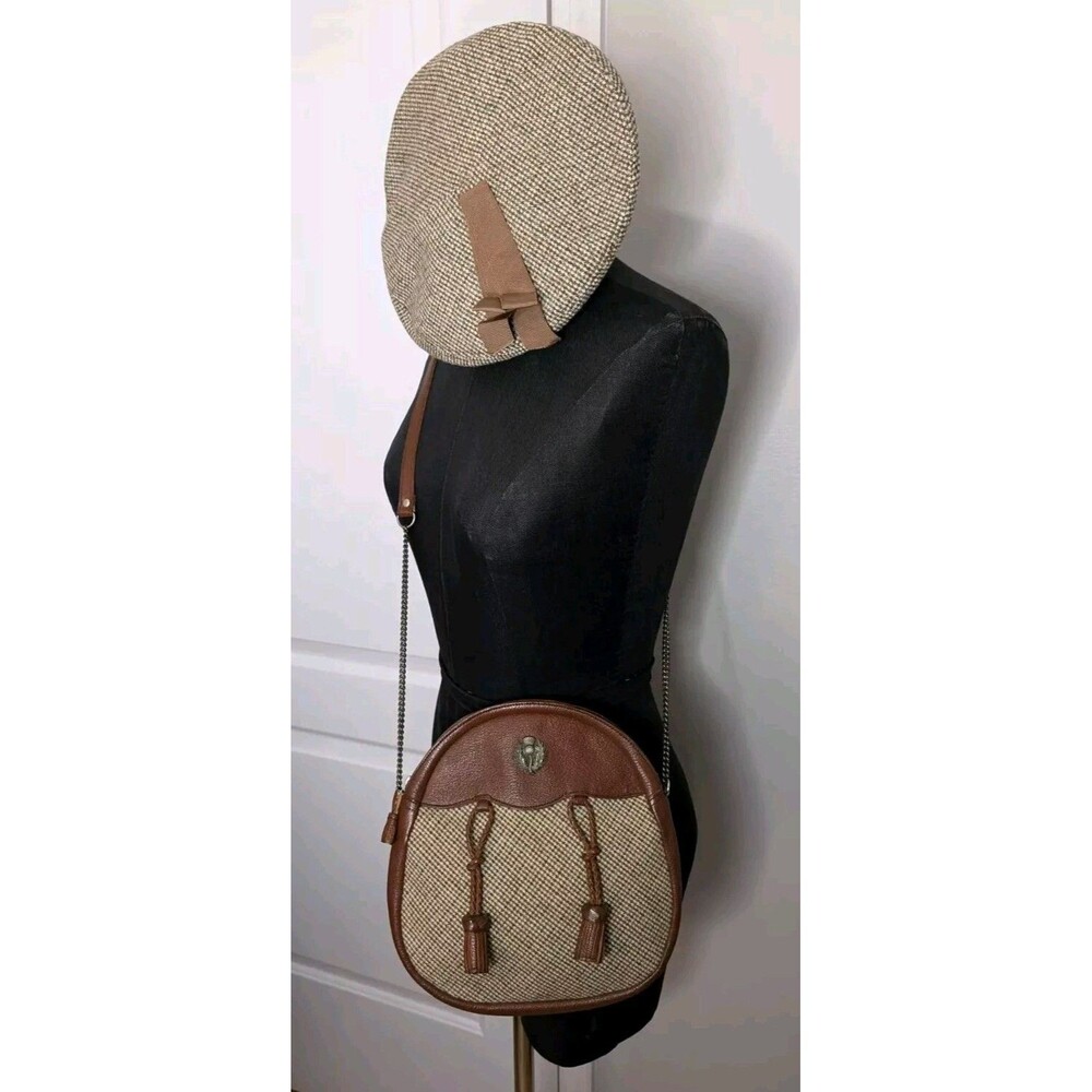 Vintage Nicolson's Edinburgh Scotland Matching Tweed & Leather Sporran Bag & Hat